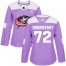 Adidas Columbus Blue Jackets #72 Sergei Bobrovsky Purple Authentic Fights Cancer Womens Stitched NHL Jersey