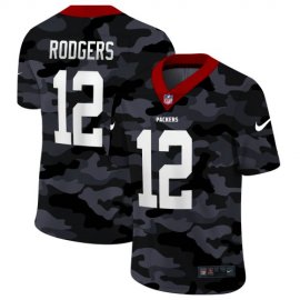 Green Bay Packers #12 Aaron Rodgers Mens Nike 2020 Black CAMO Vapor Untouchable Limited Stitched NFL Jersey