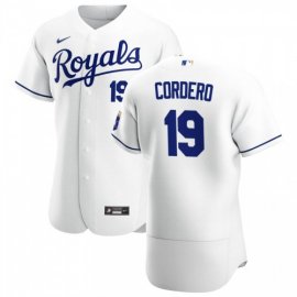 Kansas City Royals #19 Franchy Cordero Mens Nike White Home 2020 Authentic Player MLB Jersey
