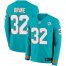 Nike Miami Dolphins #32 Kenyan Drake Aqua Green Team Color Mens Stitched NFL Limited Therma Long Sleeve Jersey