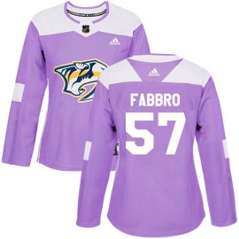 Adidas Nashville Predators #57 Dante Fabbro Purple Authentic Fights Cancer Womens Stitched NHL Jersey