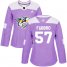Adidas Nashville Predators #57 Dante Fabbro Purple Authentic Fights Cancer Womens Stitched NHL Jersey