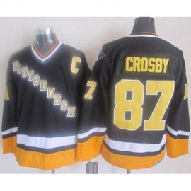 Pittsburgh Penguins #87 Sidney Crosby Black/Yellow CCM Throwback Stitched NHL Jersey