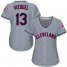Cleveland Indians #13 Omar Vizquel Grey Road Womens Stitched MLB Jersey