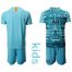 Paris Saint Germain Blank Light Blue Goalkeeper Kid Soccer Club Jersey