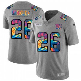 New York New York Giants #26 Saquon Barkley Mens Nike Multi-Color 2020 NFL Crucial Catch NFL Jersey Greyheather