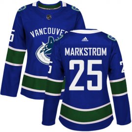 Adidas Vancouver Canucks #25 Jacob Markstrom Blue Home Authentic Womens Stitched NHL Jersey