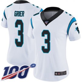 Nike Carolina Panthers #3 Will Grier White Womens Stitched NFL 100th Season Vapor Untouchable Limited Jersey