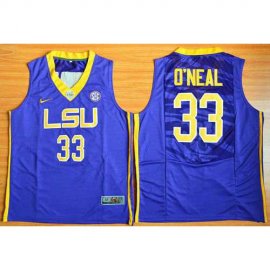 LSU Tigers #33 Shaquille ONeal Purple Basketball Stitched NCAA Jersey