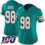 Nike Miami Dolphins #98 Raekwon Davis Aqua Green Alternate Womens Stitched NFL 100th Season Vapor Untouchable Limited Jersey