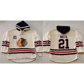 Chicago Blackhawks #21 Stan Mikita Cream Heavyweight Pullover Hoodie Stitched NHL Jersey