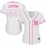 New York Yankees #44 Reggie Jackson White/Pink Fashion Womens Stitched MLB Jersey