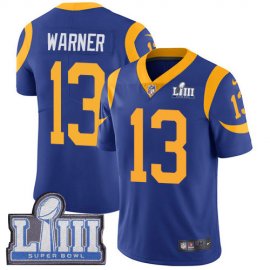 Nike Los Angeles Rams #13 Kurt Warner Royal Blue Alternate Super Bowl LIII Bound Mens Stitched NFL Vapor Untouchable Limited Jersey