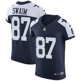 Nike Dallas Cowboys #87 Geoff Swaim Navy Blue Thanksgiving Mens Stitched NFL Vapor Untouchable Throwback Elite Jersey