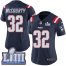 Nike New England Patriots #32 Devin McCourty Navy Blue Super Bowl LIII Bound Womens Stitched NFL Limited Rush Jersey