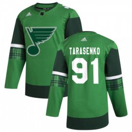 St. Louis Blues #91 Vladimir Tarasenko Mens Adidas 2020 St. Patricks Day Stitched NHL Jersey Green
