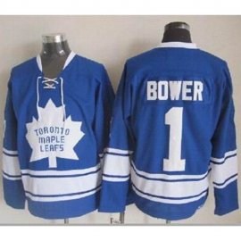 Toronto Maple Leafs #1 Johnny Bower Blue CCM Throwback Stitched NHL Jersey