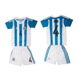 Argentina #4 Gino Home Kid Soccer Country Jersey