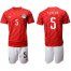 Egypt #5 Elneny Red Home Soccer Country Jersey