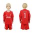 Juventus #1 Buffon Red Goalkeeper Long Sleeves Kid Soccer Club Jersey