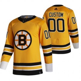 Boston Bruins Custom Yellow Mens Adidas 2020-21 Alternate Authentic Player NHL Jersey