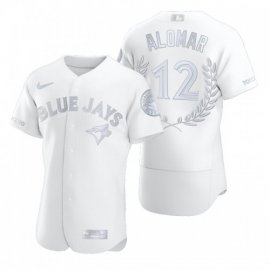 Toronto Blue Jays #12 Roberto Alomar Mens Nike Platinum MLB MVP Limited Player Edition Jersey