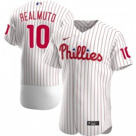 Philadelphia Phillies #10 JT Realmuto Mens Nike White Home 2020 Authentic Player MLB Jersey