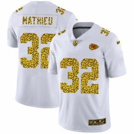 Kansas City Chiefs #32 Tyrann Mathieu Mens Nike Flocked Leopard Print Vapor Limited NFL Jersey White