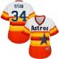 Houston Astros #34 Nolan Ryan White/Orange Alternate Cooperstown Womens Stitched MLB Jersey