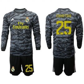 Real Madrid #25 Courtois Black Goalkeeper Long Sleeves Soccer Club Jersey