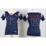 Nike New England Patriots #12 Tom Brady Navy Blue Womens Stitched NFL Elite Draft Him Shimmer Jersey