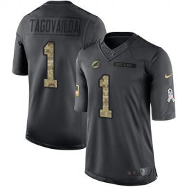 Nike Miami Dolphins #1 Tua Tagovailoa Black Mens Stitched NFL Limited 2016 Salute to Service Jersey
