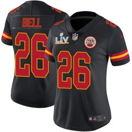 Nike Kansas City Chiefs #26 LeVeon Bell Black Womens Super Bowl LV Bound Stitched NFL Limited Rush Jersey