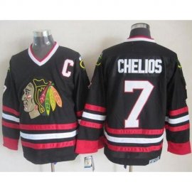 Chicago Blackhawks #7 Chris Chelios Black CCM Throwback Stitched NHL Jersey