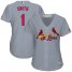 St.Louis Cardinals #1 Ozzie Smith Grey Road Womens Stitched MLB Jersey