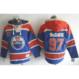 Edmonton Oilers #97 Connor McDavid Light Blue Sawyer Hooded Sweatshirt Stitched NHL Jersey