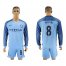 Manchester City #8 Nasri Home Long Sleeves Soccer Club Jersey
