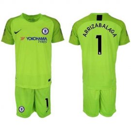 Chelsea #1 Arrizabalaga Shiny Green Goalkeeper Soccer Club Jersey