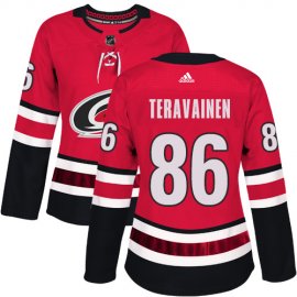 Adidas Carolina Hurricanes #86 Teuvo Teravainen Red Home Authentic Womens Stitched NHL Jersey