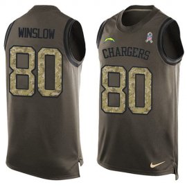 Nike Los Angeles Chargers #80 Kellen Winslow Green Mens Stitched NFL Limited Salute To Service Tank Top Jersey