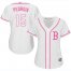 Boston Red Sox #15 Dustin Pedroia White/Pink Fashion Womens Stitched MLB Jersey