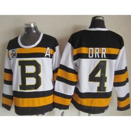 Boston Bruins #4 Bobby Orr White CCM Throwback 75TH Stitched NHL Jersey