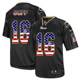 Nike Los Angeles Rams #16 Jared Goff Black Mens Stitched NFL Elite USA Flag Fashion Jersey