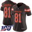 Nike Cleveland Browns #81 Austin Hooper Brown Team Color Womens Stitched NFL 100th Season Vapor Untouchable Limited Jersey