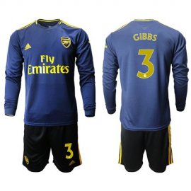 Arsenal #3 Gibbs Blue Long Sleeves Soccer Club Jersey