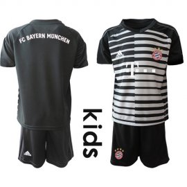 Bayern Munchen Blank Black Goalkeeper Kid Soccer Club Jersey