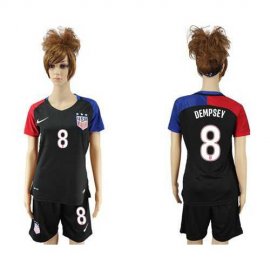 Womens USA #8 Dempsey Away Soccer Country Jersey