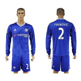 Chelsea #2 Ivanovic Home Long Sleeves Soccer Club Jersey