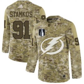 Adidas Tampa Bay Lightning #91 Steven Stamkos Camo 2022 Stanley Cup Final Patch Authentic Stitched NHL Jersey Mens
