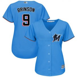 Miami Marlins #9 Lewis Brinson Blue Alternate Womens Stitched MLB Jersey